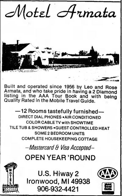 Quinn Motel (Armata Motel) - June 20 1985 Ad